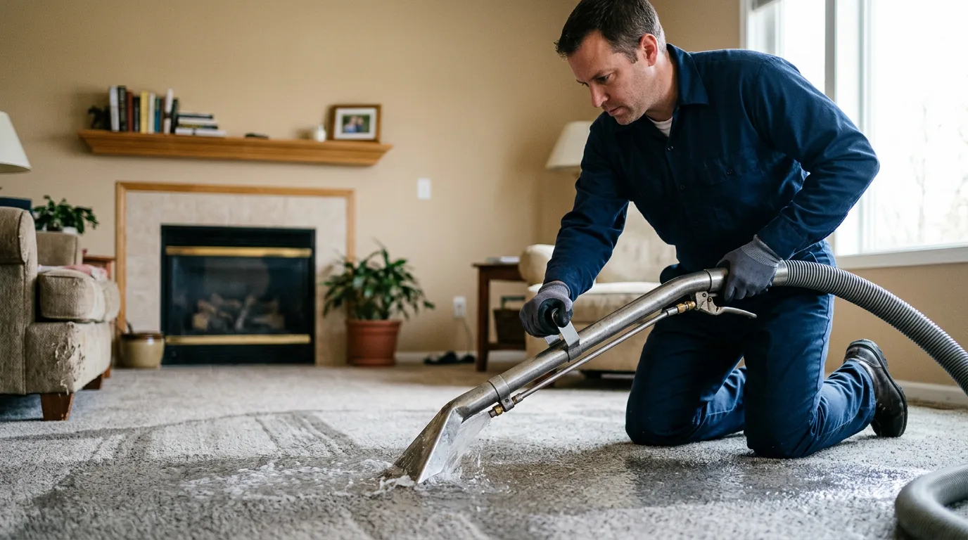 Water damage restoration technician working near Woolstock, IA